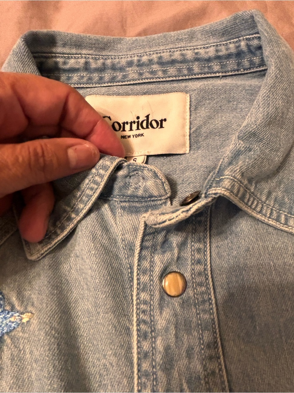 Corridor Sefirot Mountain Embroidered Denim Western Snap Shirt Men’s S - Picture 13 of 16